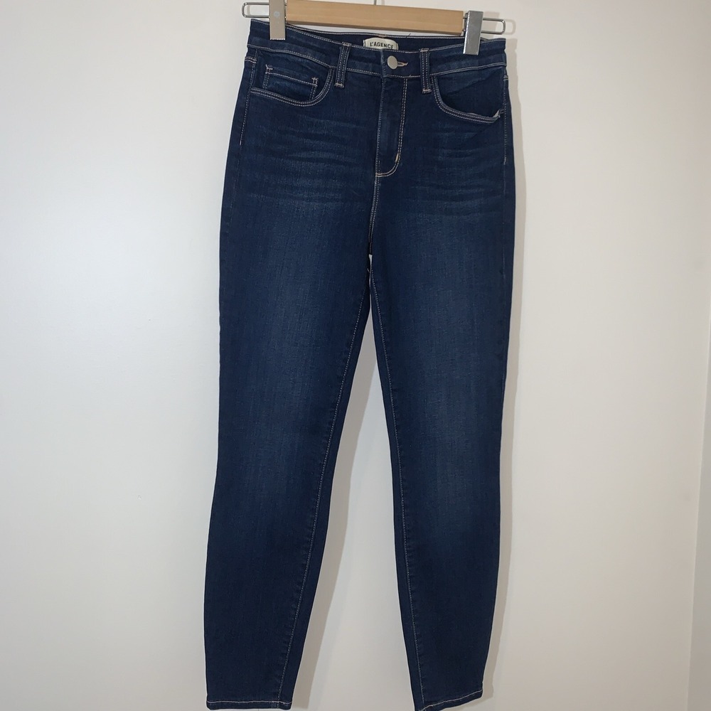 L'Agence Jeans Womens 25 Margot Mid Rise Skinny Dark Dev Wash
